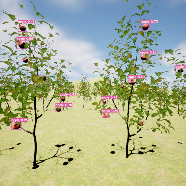 YOLOv7 apple detection in simulation